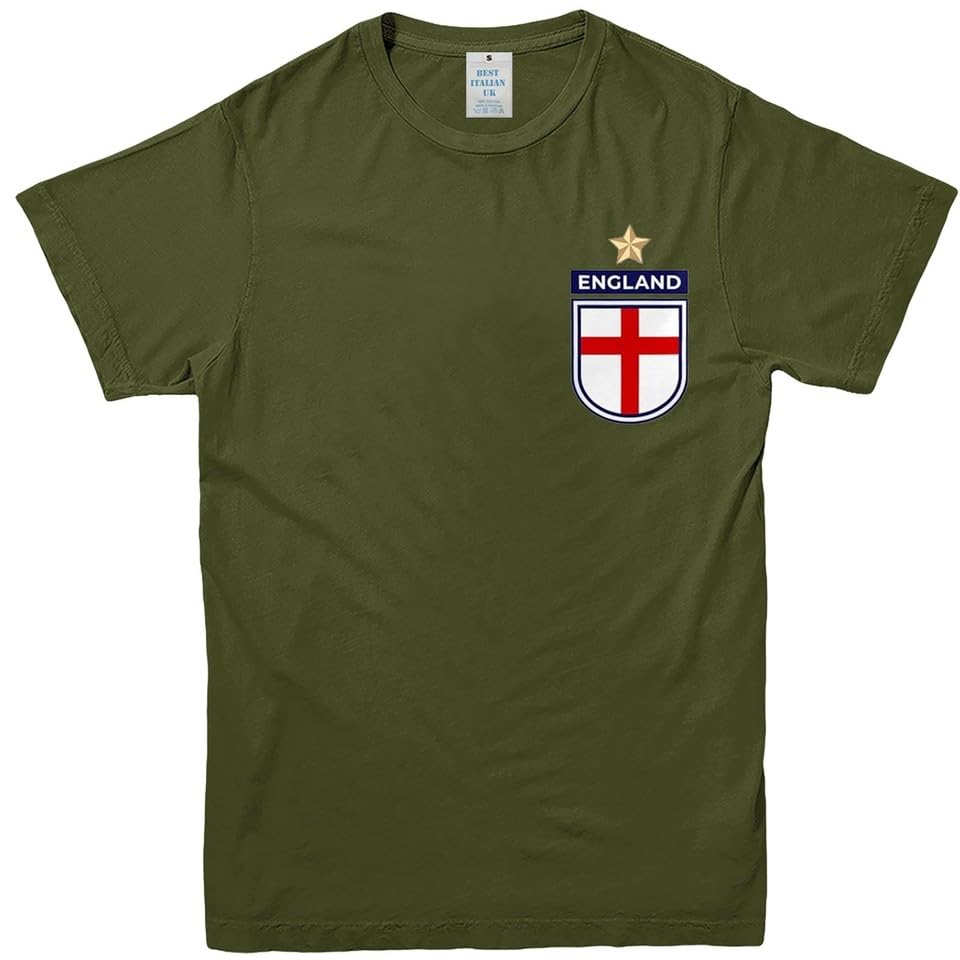 England Tshirt Tee Top World Cup 2026 Football Shield Design Mens Kids Unisex Khaki