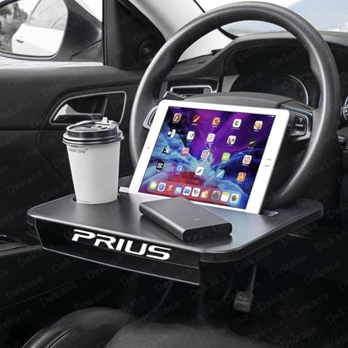 Dekasa 【プリウス専用】車 ハンドル テーブル 運転席 耐久性 耐水性 仕事 食事 タブレット 車内 収納スロット 隙間ギャップフィラー取り付けが簡単 小物落下防止2 In 1 パソコン作業車載用テーブル 簡易テーブル 車 テーブル 自動車 デスク