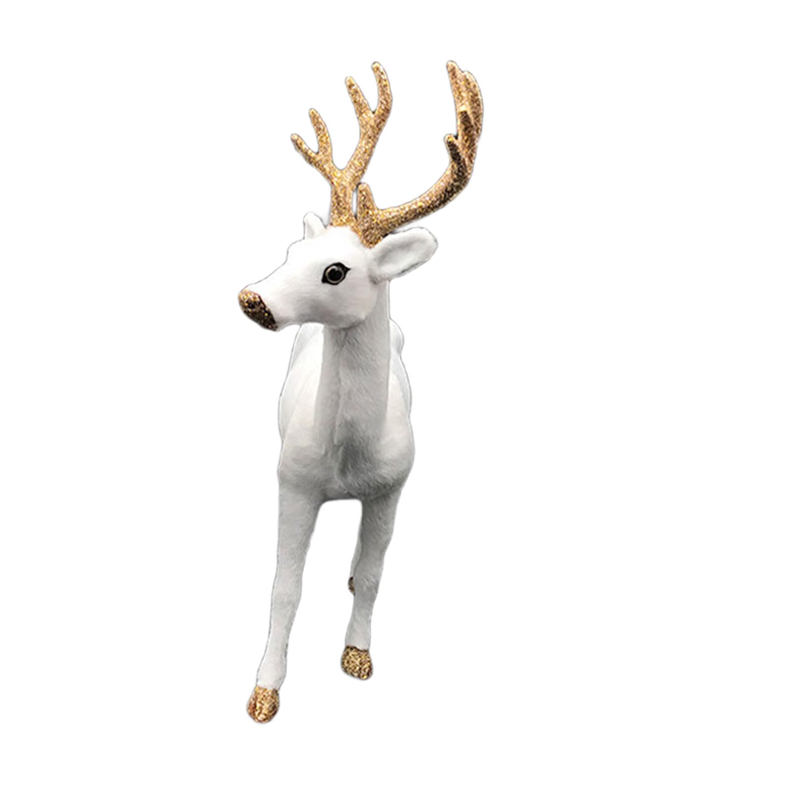 Lerpwige Christmas Deer Figurines Deer Animal Model Realistic Reindeer Figurines With Glittered Antlered And Feet Centerpieces Tabletop Ornament