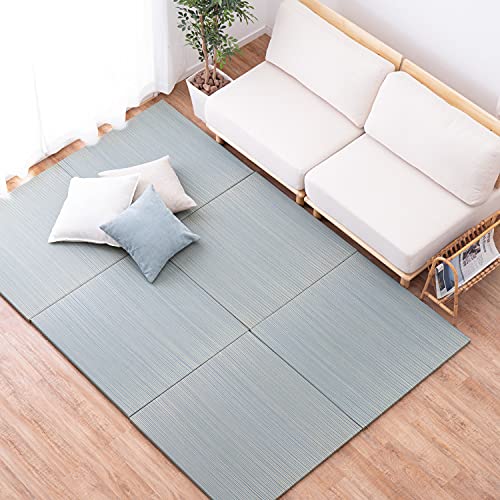 萩原 い草 置き畳 ユニット畳 彩 いろどり ブルー 1枚 約82×82×2.5cm 縁なし 滑り止め カットOK 防音 カラフル