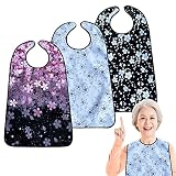VOPHIA 3 Pack Adult Bibs for Women Washable Bib Reusable Waterproof Clothing Protector with Optional