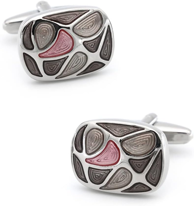 Oval Enamel Cufflinks for Men Women French Shirt Stainless Steel | Blue/Pink/Black, Easy to Put on Men's Cuff Links Set Jewelry for Wedding Party Daily Office Formal Casual Wear Tuxedo Dress