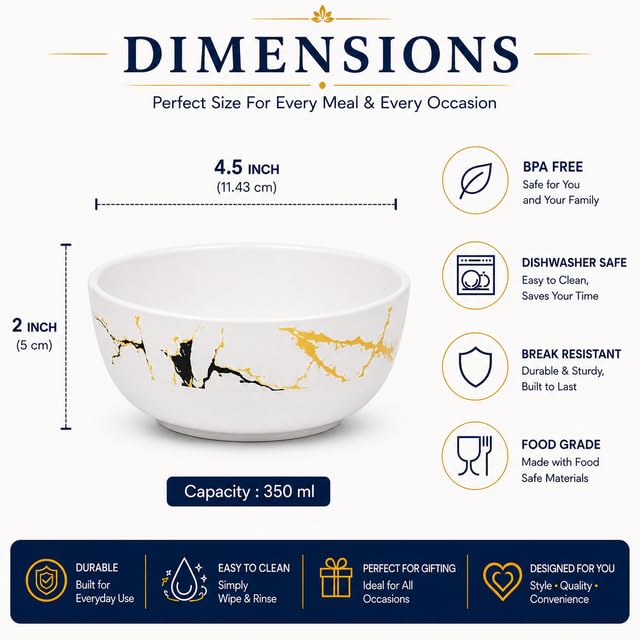 Image of Ariya 4.5 Inch Melamine Greek Bowls Black Gold Harmony Collection Set of 3