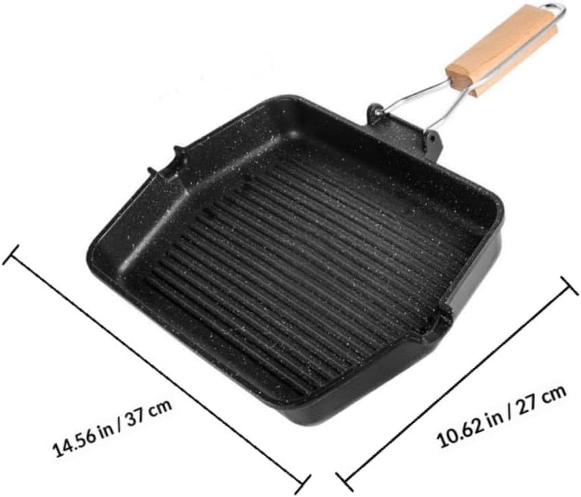 Square Non-stick Barbecue Plate Grill Pan, Maifan Stone Coating, Induction Compatible, Smoke-free Steak and Fish Grilling Pan for Kitchen and Household Bbq Use