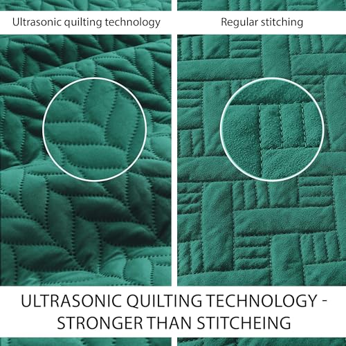 IR Imperial Rooms Twin Quilt Bedding Set Size (68” x 86”) + 1 Pillow Shams (20” x 26” + 2”) - 2 Pcs All Season Lightweight Reversible Microfiber Coverlet Embossed Quilt Bedspread (Emerald)