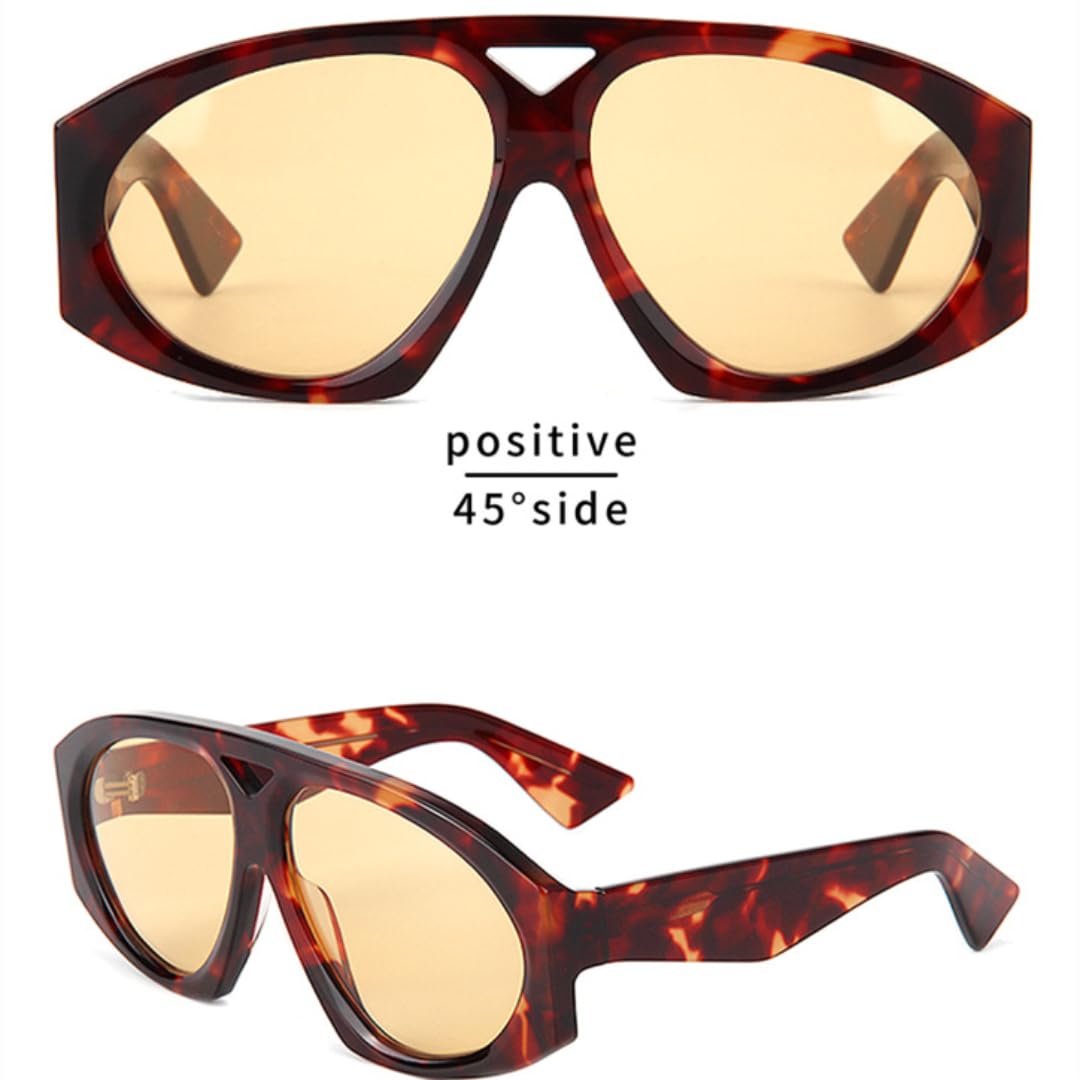 Lunettes de soleil rétro à double verre, monture large en acétate épais, style rétro