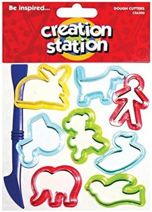 3 Ace Crafts8 Pieces Dough Cutters Assorted Shapes Colourful Plastic Dough Tool Set for Kids, Baking Cookies and Modelling, Useful for School Projects, Sponge Painting, and DIY Craft Activities