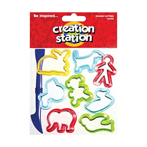 3 Ace Crafts8 Pieces Dough Cutters Assorted Shapes Colourful Plastic Dough Tool Set for Kids, Baking Cookies and Modelling, Useful for School Projects, Sponge Painting, and DIY Craft Activities