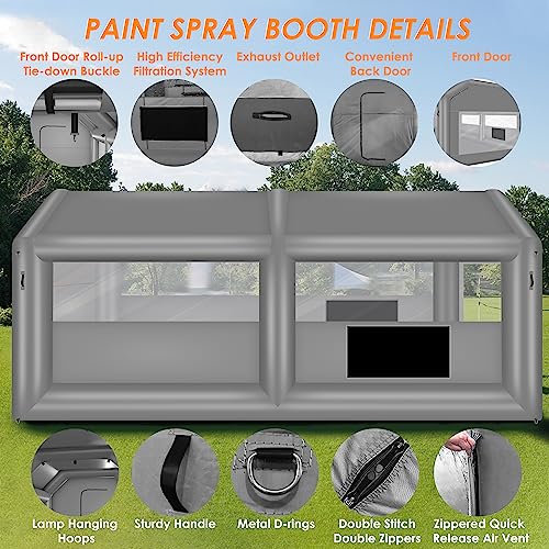 QILEBA Aufblasbare Lackierkabine, 6, 1 x 4, 1 x 2, 7 m, mit Gebläse, 1100 W, tragbare Lackierkabine mit Luftfiltersystem für Parkplatzzelt, Arbeitsplatz-3