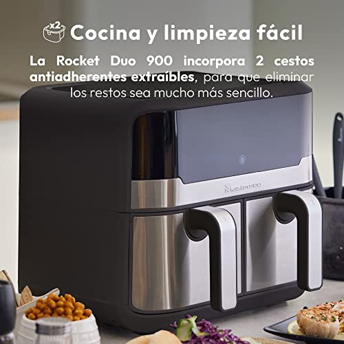 MasterPro Rocket Duo 900 Hot Air Fryer Double | Zwart | 9L capaciteit en 2100W Power | LED Touch Screen and Non-stick Basket | Fryer | 11 functies in 1 - Afbeelding 6