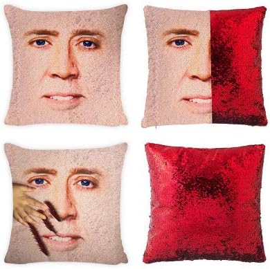 Tiaronics Magic Reversible Sequins Mermaid Pillow Cases Throw Pillow Covers Decorative Pillowcase 4040cm(1616") (1Nicholas/Red)
