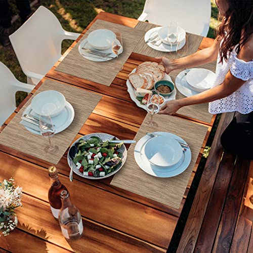 U'artlines Placemats, Heat-Resistant Placemats Stain Resistant Anti-Skid Washable Pvc Table Mats Woven Vinyl Placemats, Set Of 6 (Beige) #TOP5