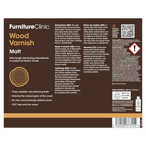 Extra Tough Wood Varnish - 250ml - Fast Drying, Clear Varnish for Wood - Low Odour, Water-Based Varnish - Protects Interior Wood from Scratches and Stains - Matt 7 Extra Tough Wood Varnish - 250ml - Fast Drying, Clear Varnish for Wood - Low Odour, Water-Based Varnish - Protects Interior Wood from Scratches and Stains - Matt - Image 7