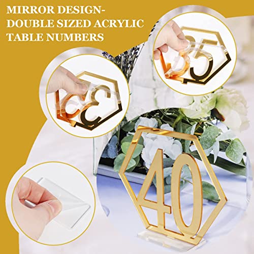 Velidy Table Numbers, Wedding Acrylic Standing Table Numbers With Holder Base For Wedding, Party, Events Or Catering Decoration (Gold-40) #TOP1