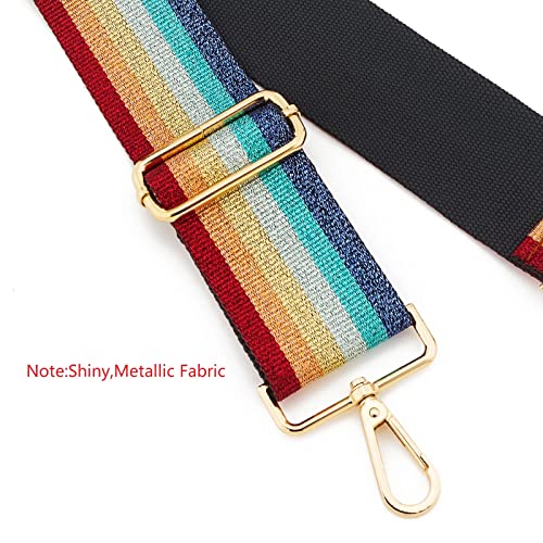 Wide Shoulder Strap Adjustable Replacement Belt Guitar Style Crossbody Bag Handbag Strap Multicolor Canvas Straps(wide:1.97"(5CM)) (Rainbow4) - Thumbnail 3