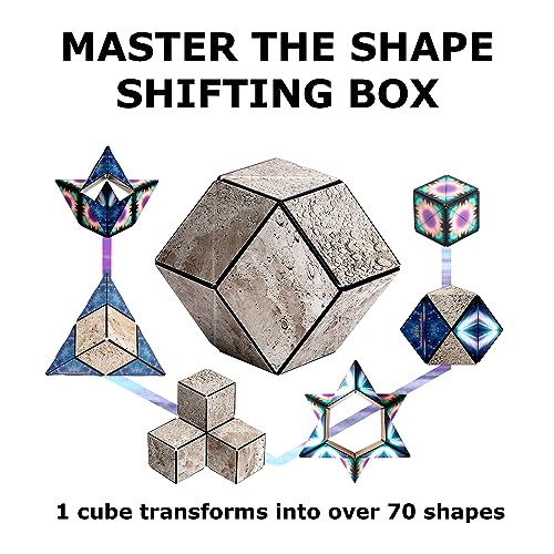 Image of Shashibo Shape Shifting Box - Award-Winning, Patented Fidget Cube w / 36 Rare Earth Magnets - Transforms Into Over 70 Shapes, Gift Box, Download Fun in Motion Toys Mobile App (Moon, 4 Pack)