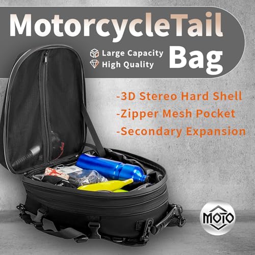 Bolsa trasera para motocicleta impermeable expandible 28L miniatura 3