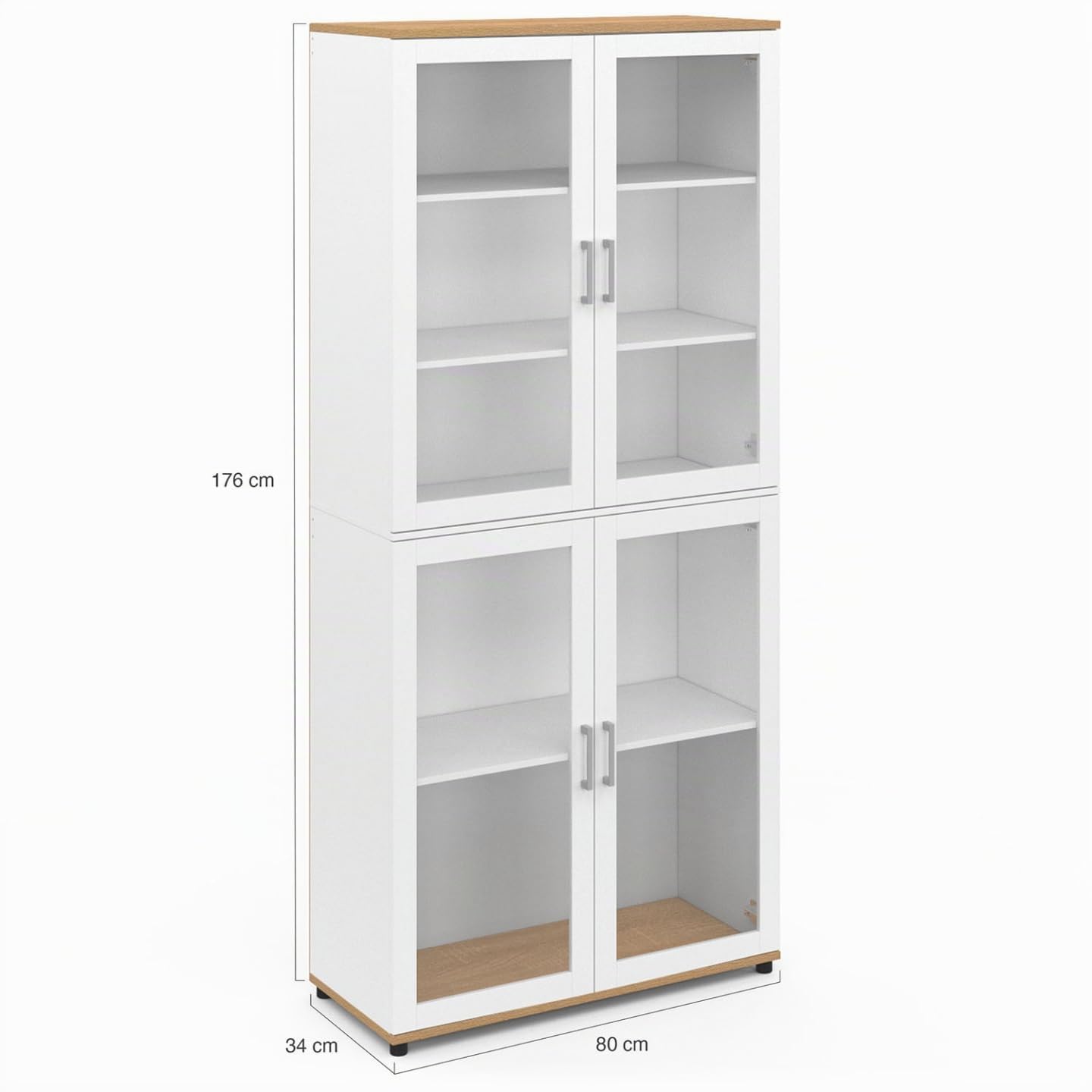IDMarket - Vitrine Buffet Haut H. 176 cm vaisselier VITO Blanc et Bois