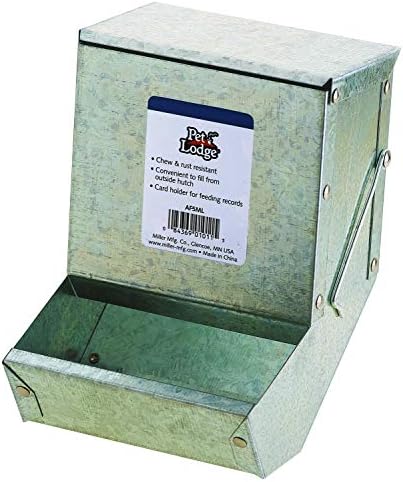 Pet Lodge Steel Small Animal Feeder with Lid Small Animal Feed Box, Hold Several Days Worth of Feed, Great for Rabbits, Ferrets and Other Small Animals (5 Inch) (Item No. AF5ML)