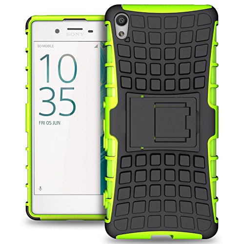 SCIMIN Sony Xperia XA Case, Xperia XA Cover, Dual Layer Protection Shockproof Impact Resistant Hybrid Rugged Case Hard Shell Cover with Kickstand for Sony Xperia XA (not Xperia X) (Green)