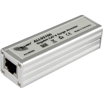 Allnet ALL95100 Surge and Lightning Protection, Category 6/ADSL/VDSL/ISDN, 2 x RJ-45 Connectors