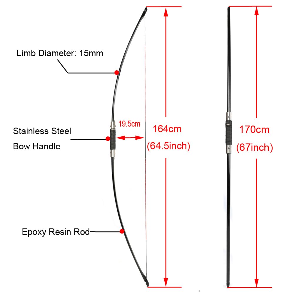 SHARROW Arc Classique Anglais Longbow 25LBs-40LBs Ambidextre Takedown Facile à Transporter