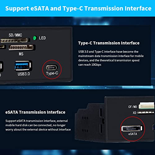 Internal Card Reader, 5.25 Inches Usb 3.0 Interface Multifunction Internal Card Reader Dashboard Pc Front Panel With Esata And Usb 3.1 Port, Support M2, Mso, Sd, Ms, Xd, 64G Cf Card #TOP6
