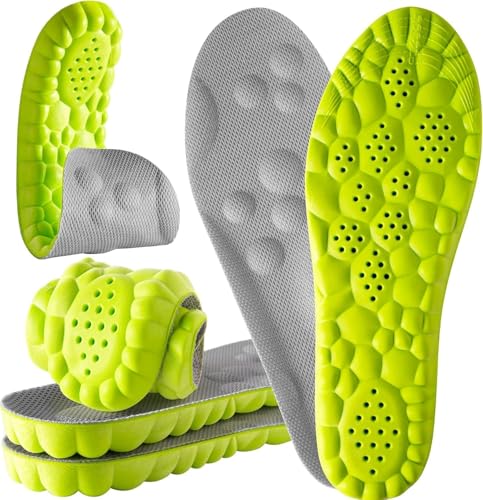 Image of 4D Cloud Steppers Insoles for Men and Women - Shock Absorption Inserts, Soft Anti-Fatigue, Memory Foam Insoles for Shoes, Boots & Sneakers (Green, Men: US 4-7 / Women: US 5-8.5)