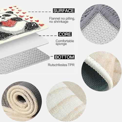 Tapis panda duveteux confort 3D à poil ras lavable - 5