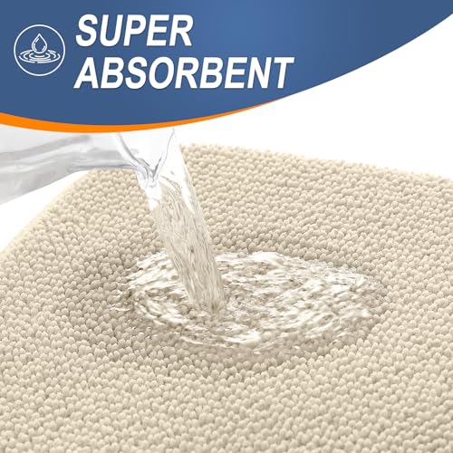 Image of OLANLY Thick Memory Foam Bath Mat Rug 30x20, Extra Soft Absorbent Bathroom Rug, Quick Dry Bath Mats, Non-Slip, Machine Washable Carpet for Bathroom, Tub and Shower, Home Decor Accessories, Sand