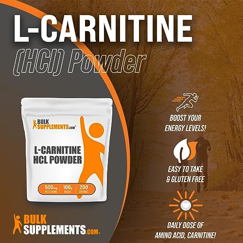Bulksupplements.com L-Carnitine Hcl Powder - Carnitine Supplement, Carnitine Powder, L-Carnitine 500Mg - Amino Acids Supplement, 500Mg Per Serving, Gluten Free, 100G (3.5 Oz) #TOP2