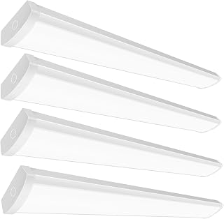 4PK 4FT LED Wraparound Light, 48 Inch Garage Ceiling Lights, 24/31/38/46W, 5500LM, 3000-6500K 5CCT, 120-277V Hardwired 4FT Led Light Fixtures for Garage, Workshop,Closet,Shop,UL(0-10 v dimming!)