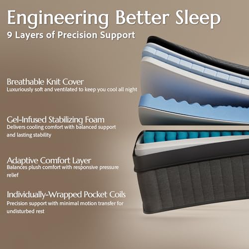 ZLNDR Aura-Pro Queen Size Cooling Gel Memory Foam Mattress with Pocket Coils, 12 Inch Medium Firm Hybrid Mattress in a Box for Back Neck Enhanced Pain Relief, 1001-Night Trial, Fiberglass-Free - Image 3