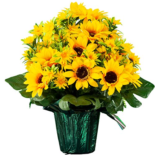 Sympathy Silks Sunflower Grave Flowers