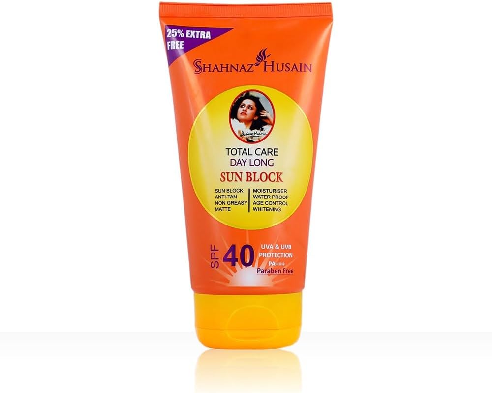 Shahnaz Husain Sun Block SPF 40 | UVA & UVB Protection | Non Greasy | Water Proof | 100g