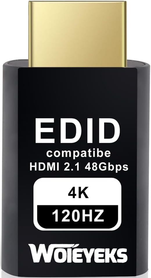 4K 120Hz HDMI 2.1 Dummy Plug,Virtual Display Emulator,Headless Ghost Display Adapter Support 3840x2160@120HZ,1440@120HZ,1080P@120HZ EDID Monitor Emulator（8K not Supported）