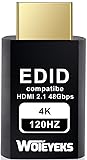 Woieyeks 4K 120Hz HDMI 2.1 Dummy Plug,Virtual Display Emulator,Headless Ghost Display Adapter Support 3840x2160@120HZ,1440@120HZ,1080P@120HZ EDID Monitor Emulator（8K not Supported）