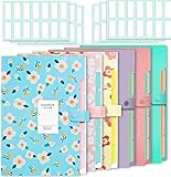 Selizo 6 Pcs Expanding File Folder with 5 Pockets Document Organizer Plastic A4 Size and 168 Pcs File Folder Labels for School Teacher and Office