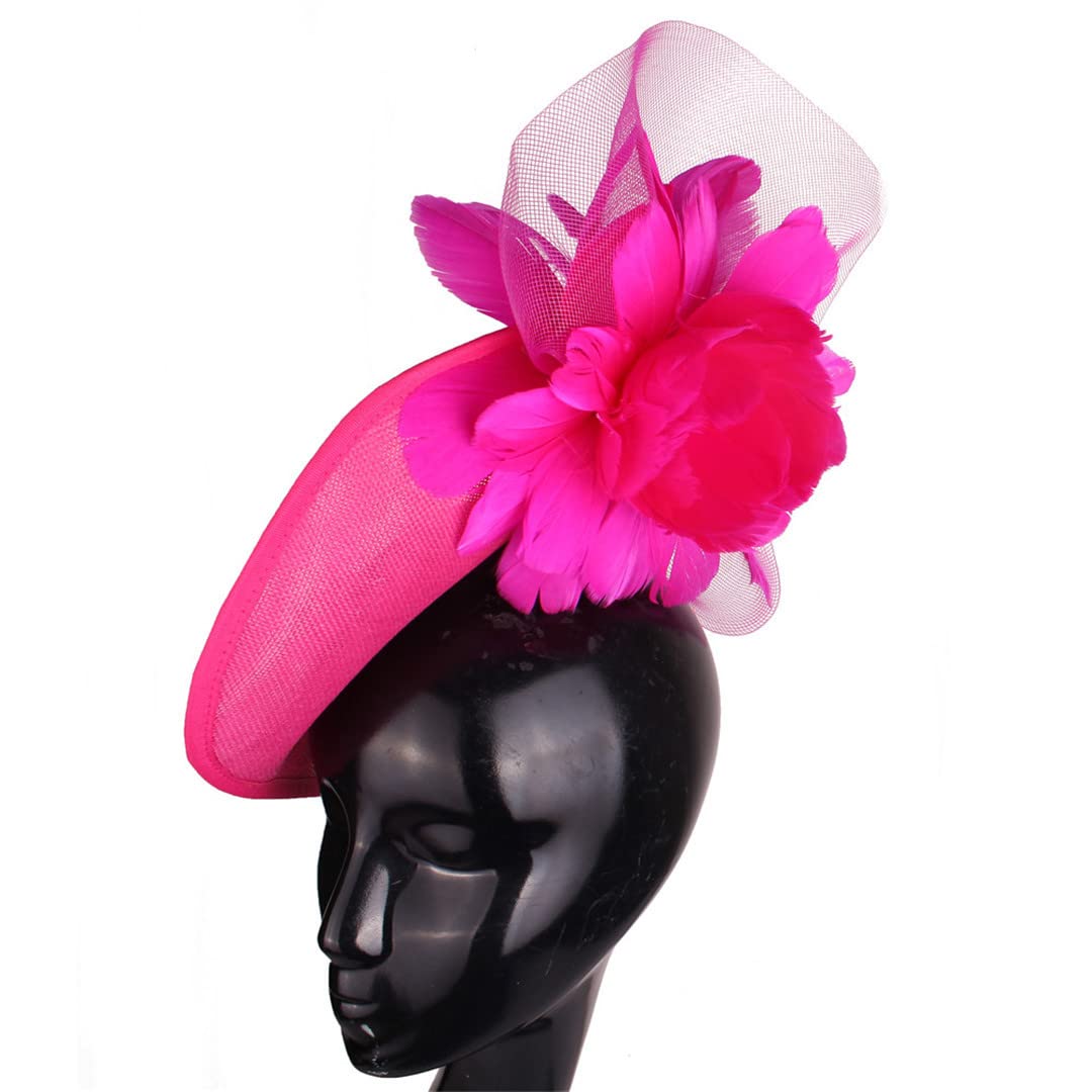 Lmtossey Cappello da donna in lino fascinator accessorio per capelli con fascia floreale