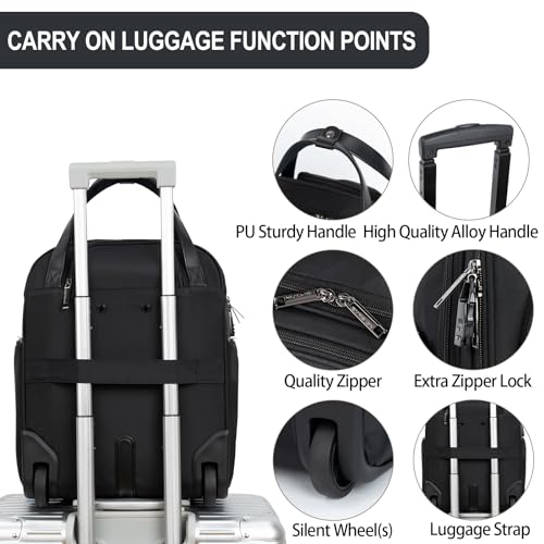 Empsign Underseat Carry On Wheeled - 16 Inch Carry On Bag With Wheels Multi-Functional Lightweight Rolling Bag Overnight Weekender Small Suitcase For Women Men Travel Business thumb #3