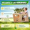 KAUZA Torre de Aprendizaje, Montessori 3 en 1 Plegable Taburete Antivuelco para Niños, Mesa para Pintar con Pizarra, Silla Multifuncional, Ayuda de Cocina, Aceite de Madera Natural, Capacidad 40 kg #4