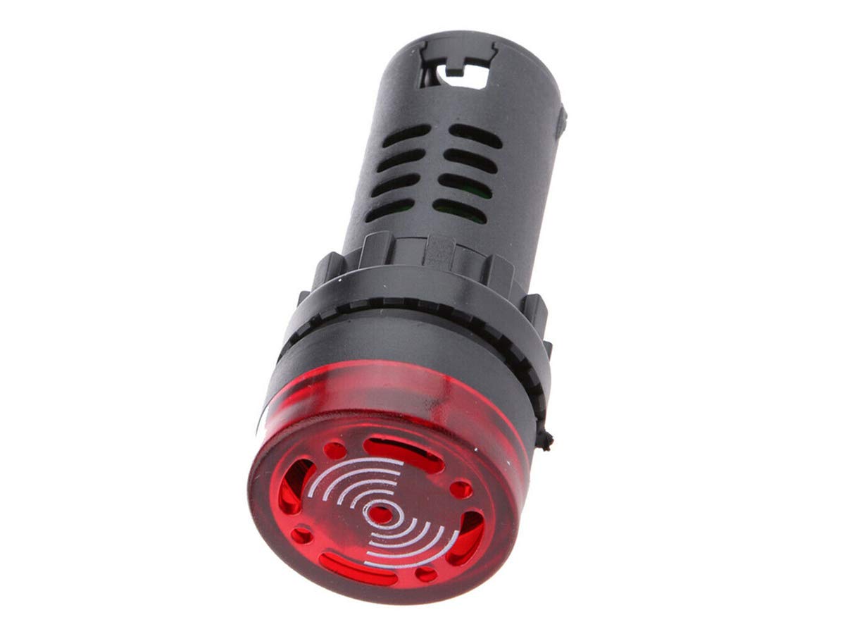 AA0012R 10 Pezzi Indicatore Led Rosso 12V AC/DC Buzzer Allarme Acustico Da Incasso Foro 22mm