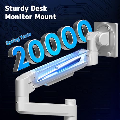 Ultrawide uchwyt na monitor – wytrzymałe ramię sprężynowe gazowe do monitorów 17-57 cali, nośność 2~20 kg, regulacja wysokości, zarządzanie kablami, VESA 75/100 mm, kolor biały