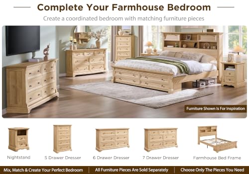 Image of Farmhouse Nightstand with Charging Station 18 inchWood End Table w /Roman Column