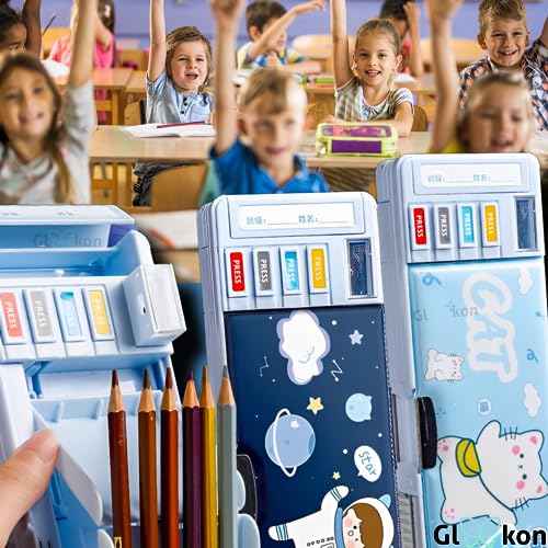 Image of Plastic Space Astronaut Pencil Box For Girls & Kids, Compass Box For Boys, Pencil Pouch For School, Pencil Case Gift For Boys (Space Button), Multicolour