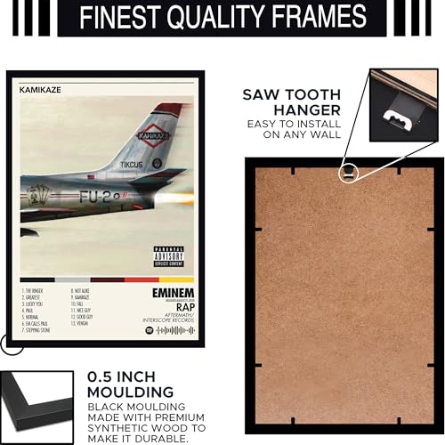 Image of BLINKART Eminem - Kamikaze Wall Photo Frames | Wall Art for Bedroom, Living Room, Studio or Office | Album Cover Print with Spotify Song Link QR Code | Gift for Fans - 8x12 In