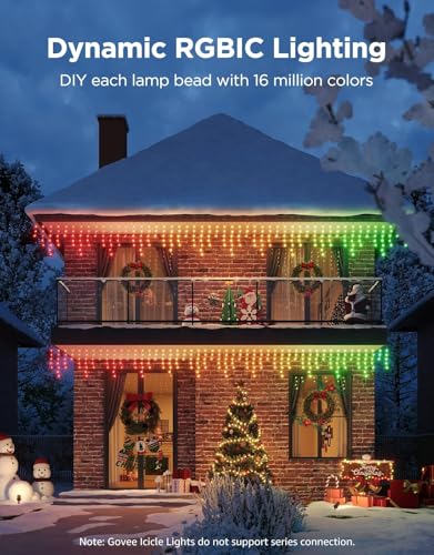 Govee Icicle Lights 10M, Smart RGBIC LED Icicle Lights with 400 LEDs for Christmas Outdoor Holiday Decor IP67 Waterproof - Image 2
