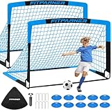 Kids Soccer Goals for Backyard Set - 2 Set of 4X3 ft Soccer Nets for Kids Age 3-14,Portable Pop Up Soccer Training Equipment Kit with Soccer Ball,Cones for Toddler Youth Outdoor