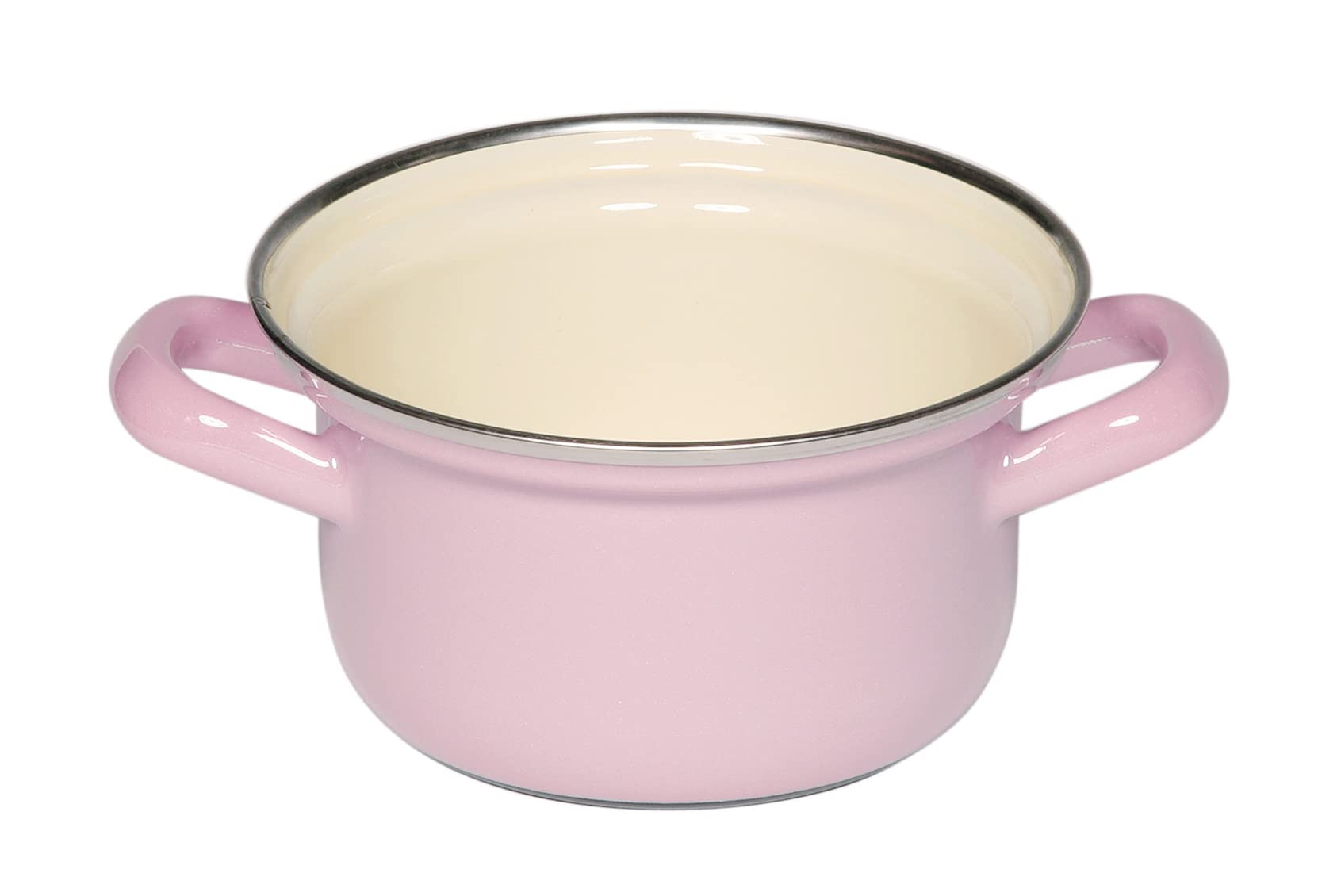 Riess Classic - Household Articles Colour/Pastel Casserole with Chrome Rim, Diameter-12 Cm Pink, 0.5 Liter