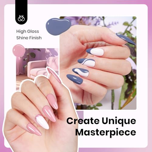 Image of Beetles Fall Gel Polish Set - 6 Colors 15ml Full Size Hema-Free Baby Pink Purple Gel Nude Pink Colors Gel Polish Kit Soak Off Uv LED DIY Home Manicure Salon Serene Afternoon